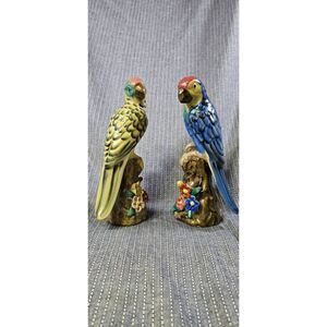 Vintage Majolica Parrot Figurine